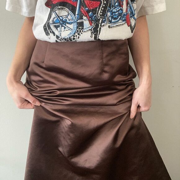 Vintage Bill Levkoff Size 4 Chocolate Brown Shimmery Maxi Formal Tulip Skirt - Picture 1 of 6